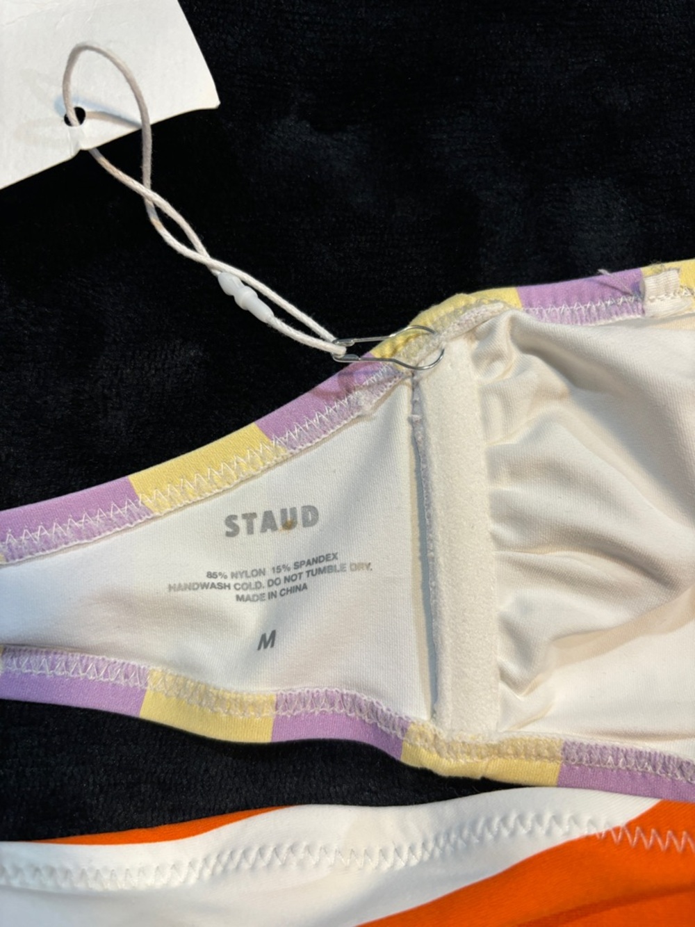 STAUD Colorblock Bandeau Bikini Top in Orange, Lavender & Yellow - Picture 3 of 4